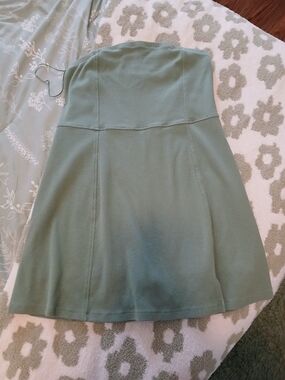American Eagle Outfitters Strapless Sage Green Mini Dress
